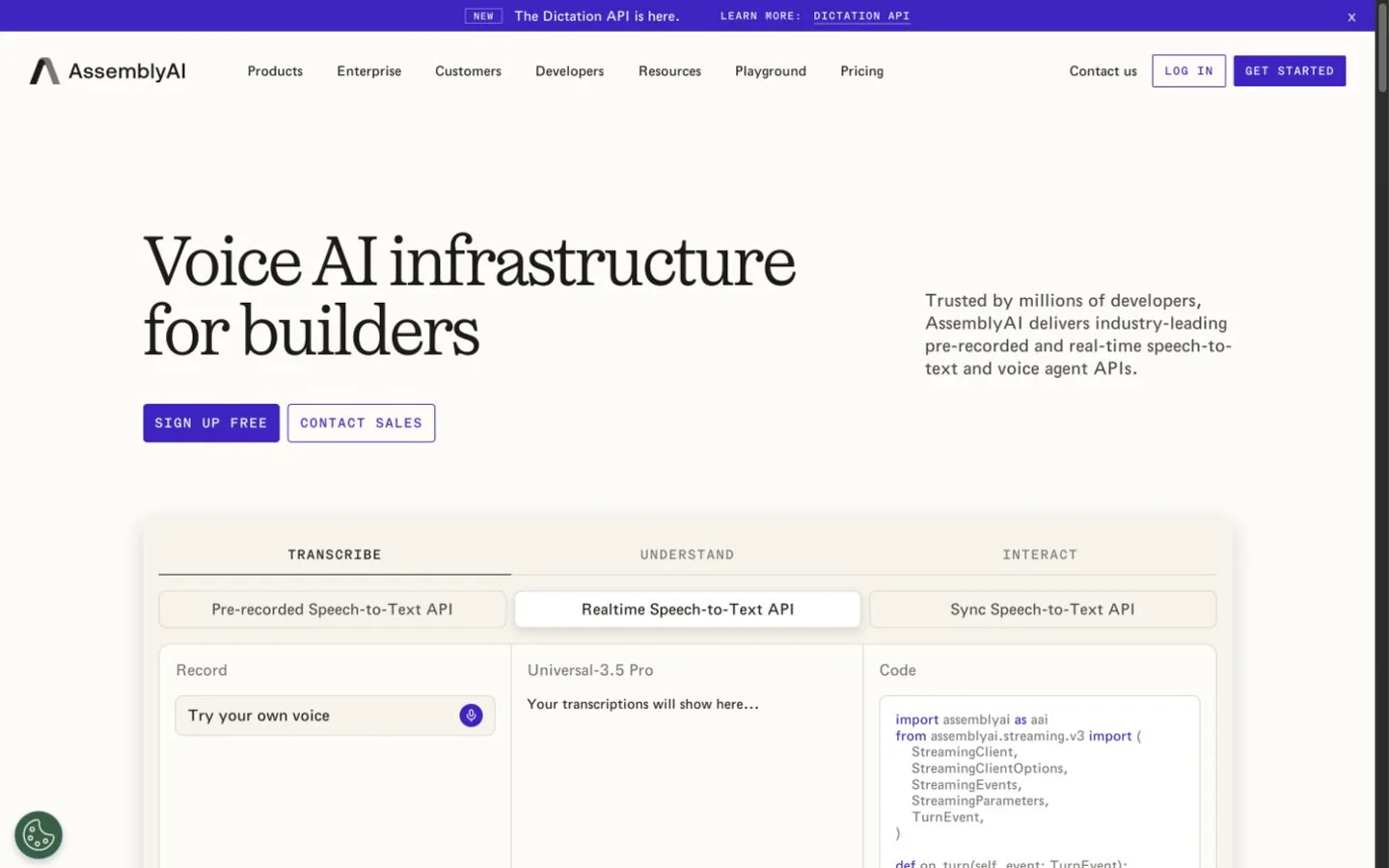 AssemblyAI product screenshot