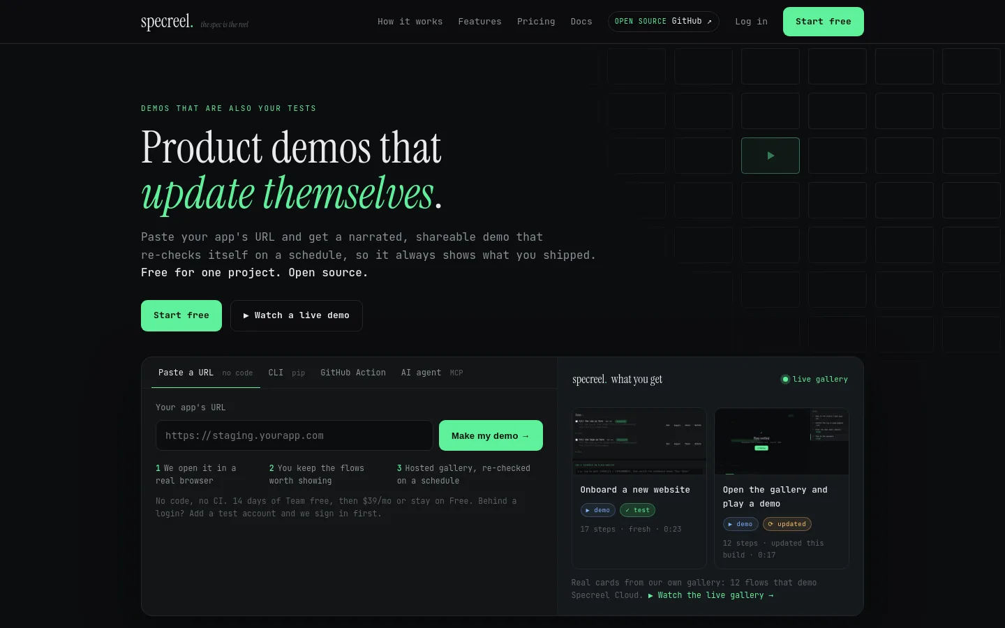 Specreel product screenshot