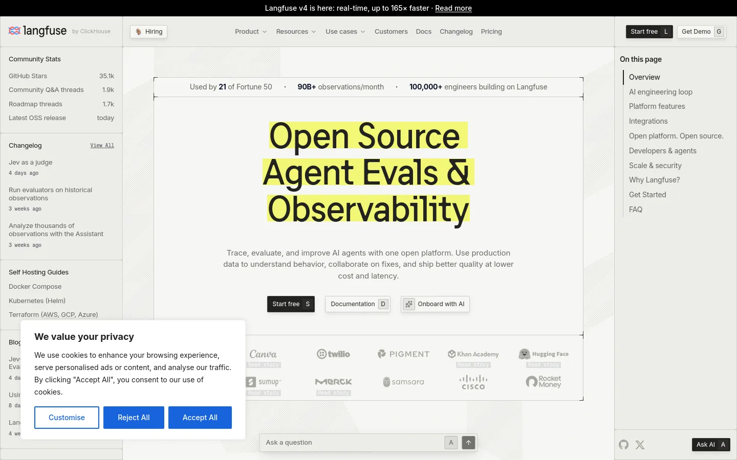 Langfuse product screenshot