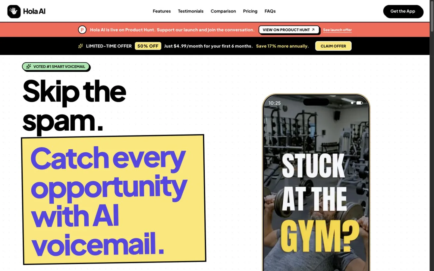 Hola AI Voicemail product screenshot