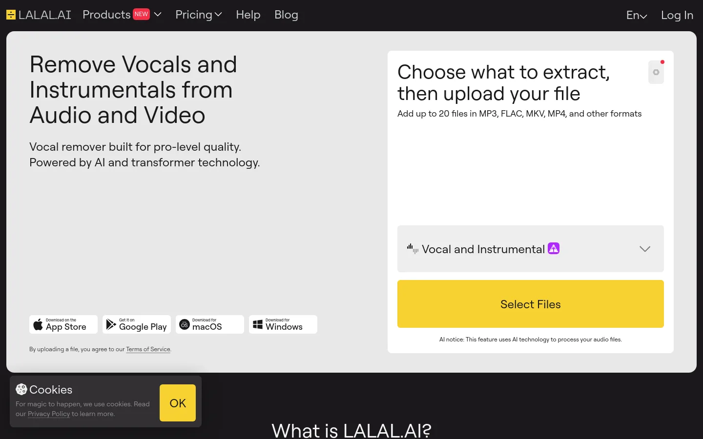 LALAL.AI product screenshot