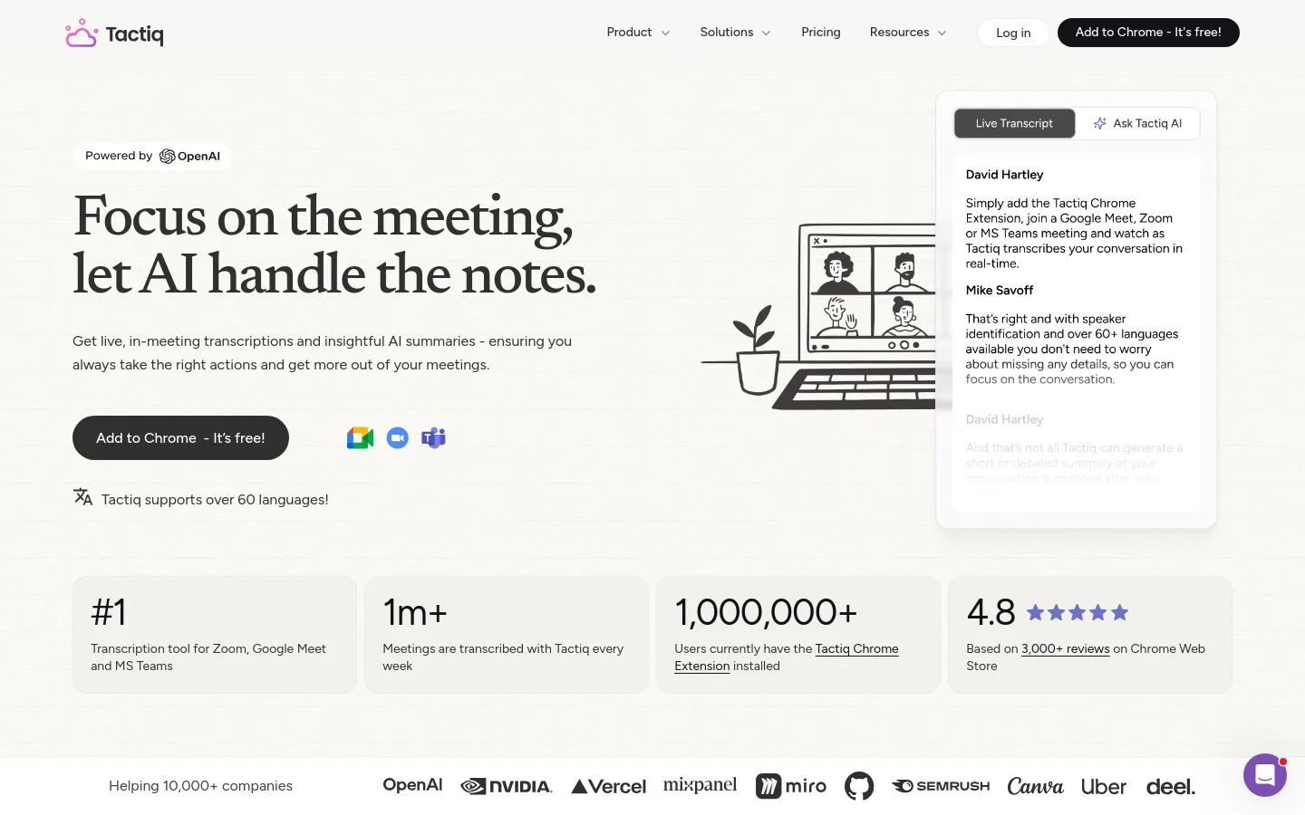Tactiq product screenshot