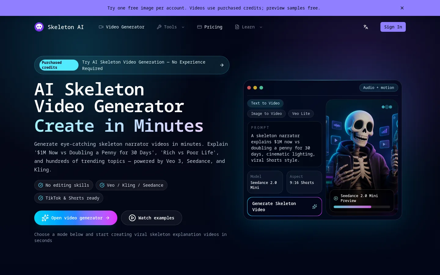 Skeleton AI product screenshot