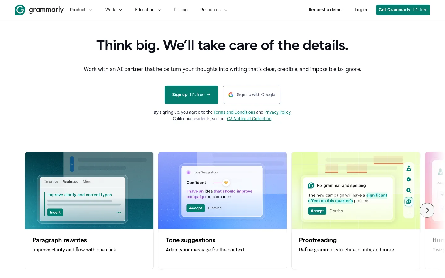 Grammarly product screenshot