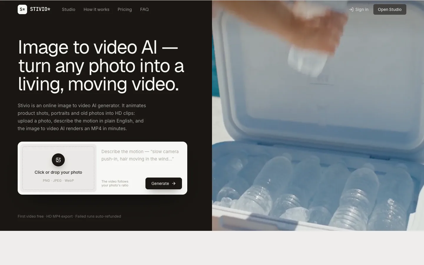 Stivio website homepage at the last check