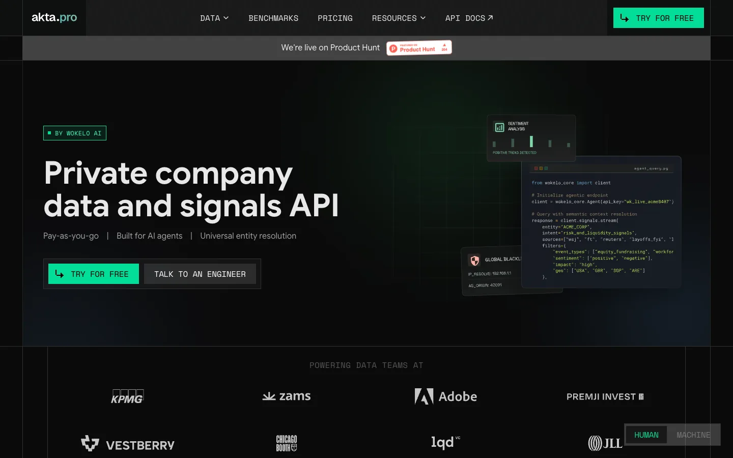 akta.pro website homepage at the last check