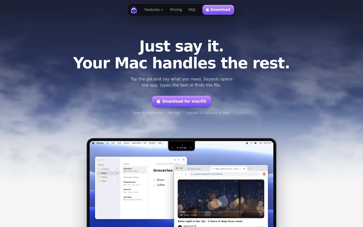 Sayonic product screenshot