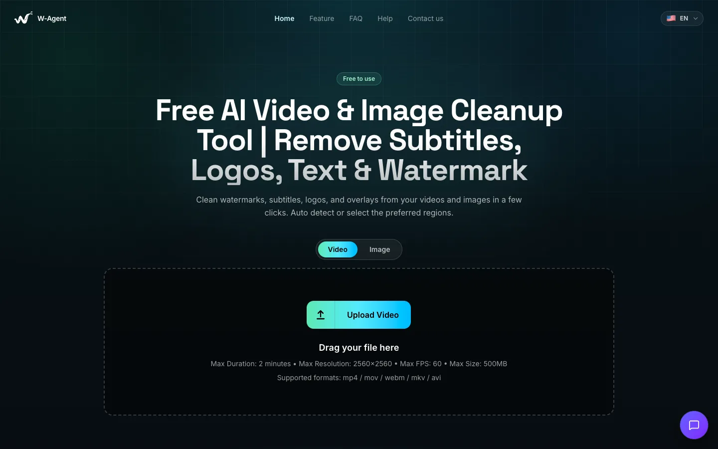 W-Agent website homepage at the last check
