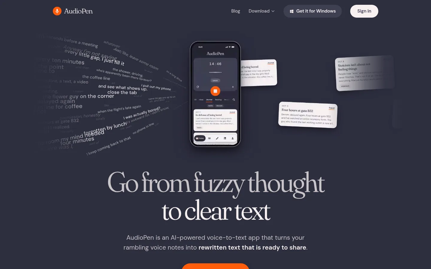 AudioPen product screenshot