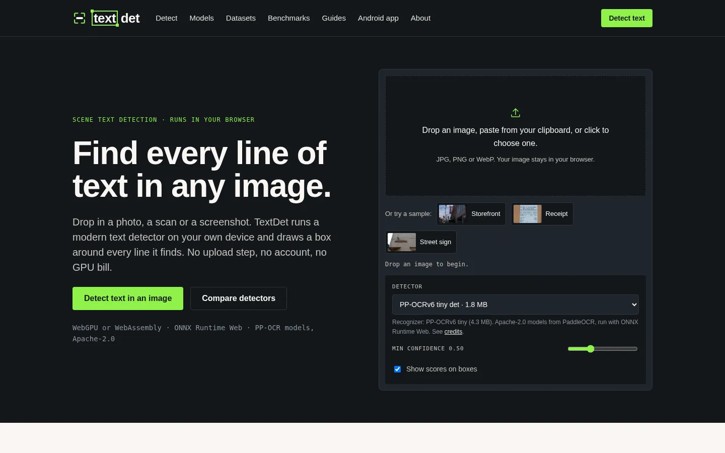 TextDet product screenshot