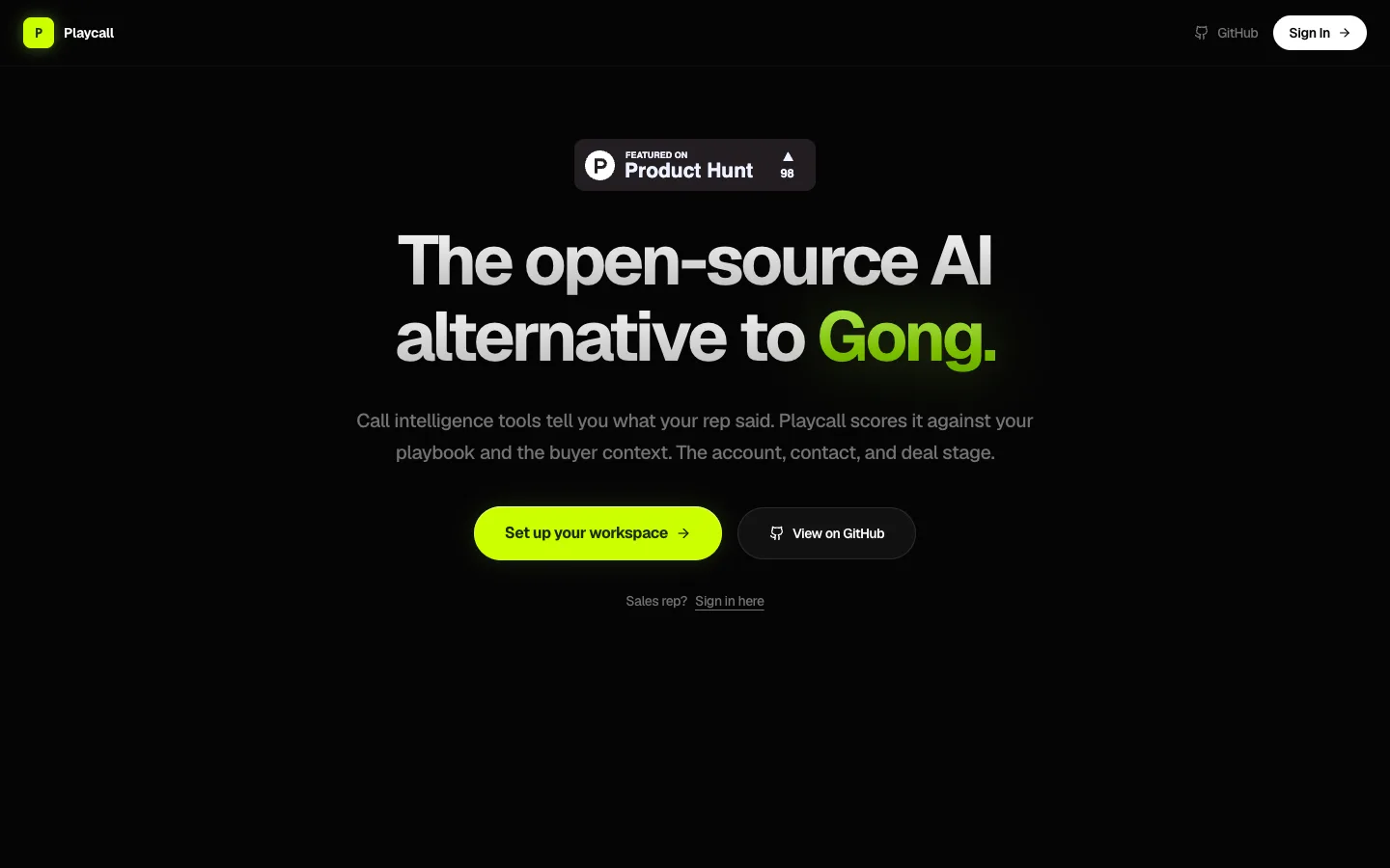 Playcall website homepage at the last check