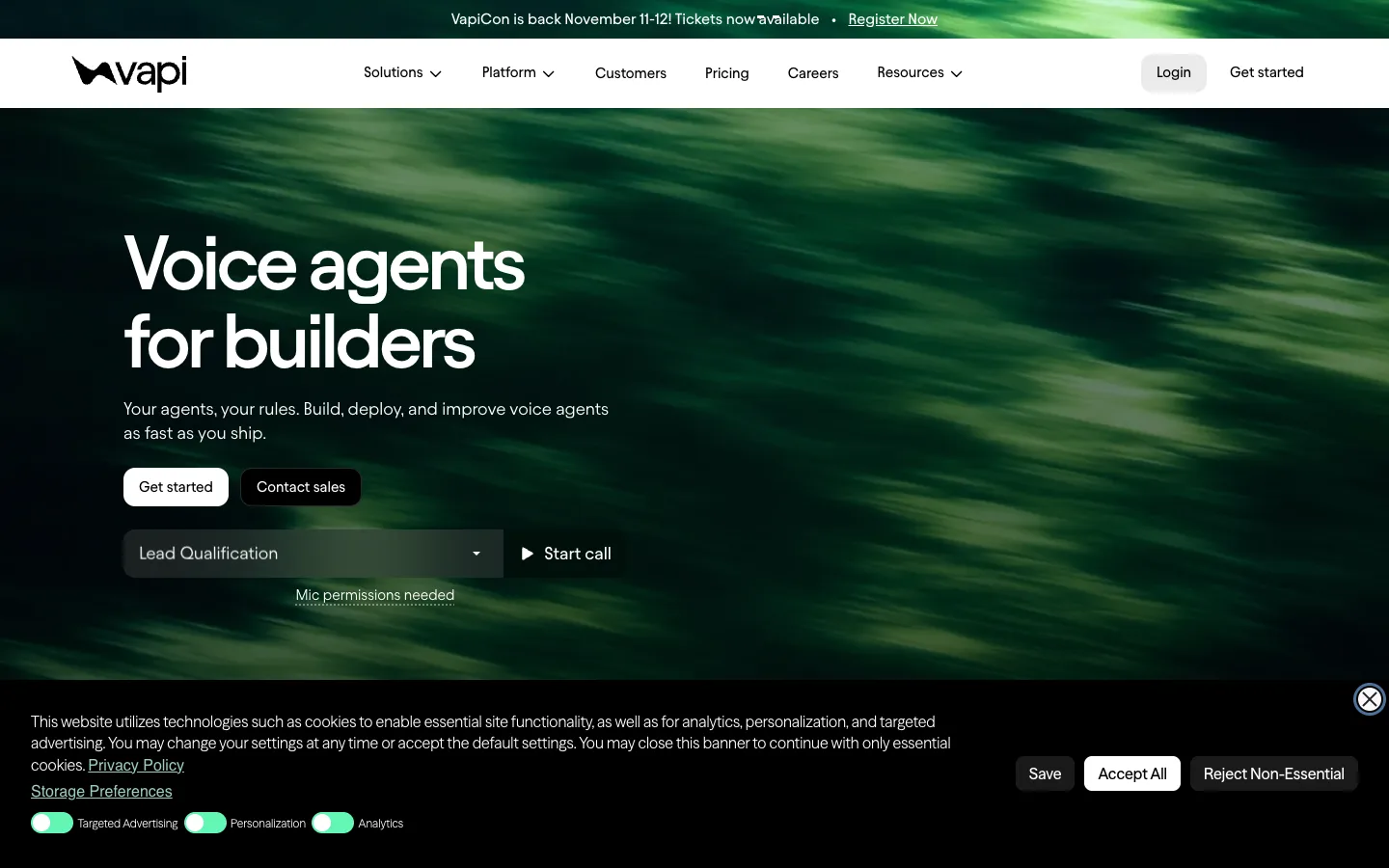 Vapi product screenshot