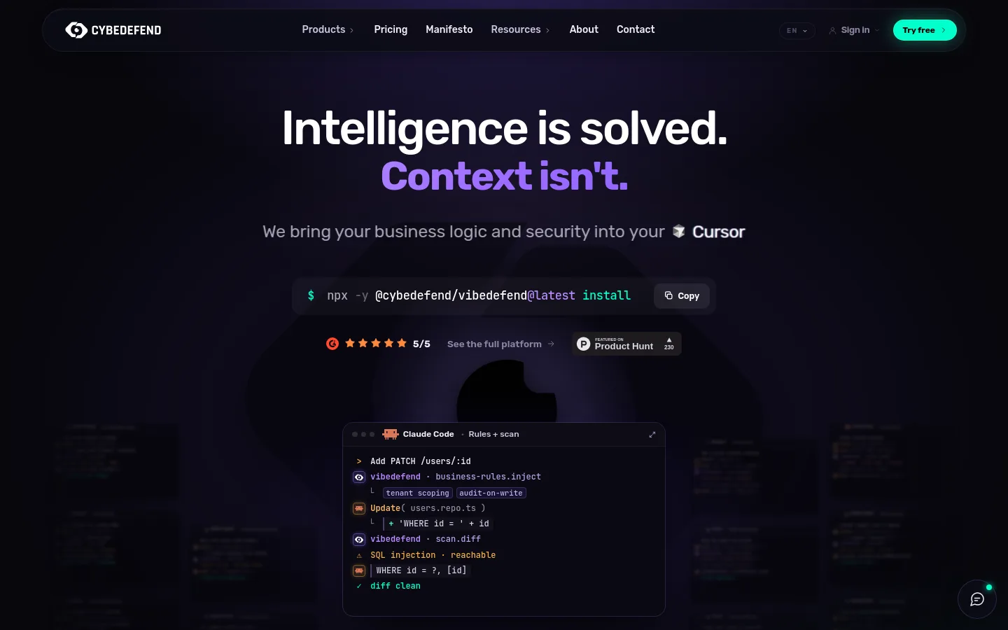 CybeDefend product screenshot