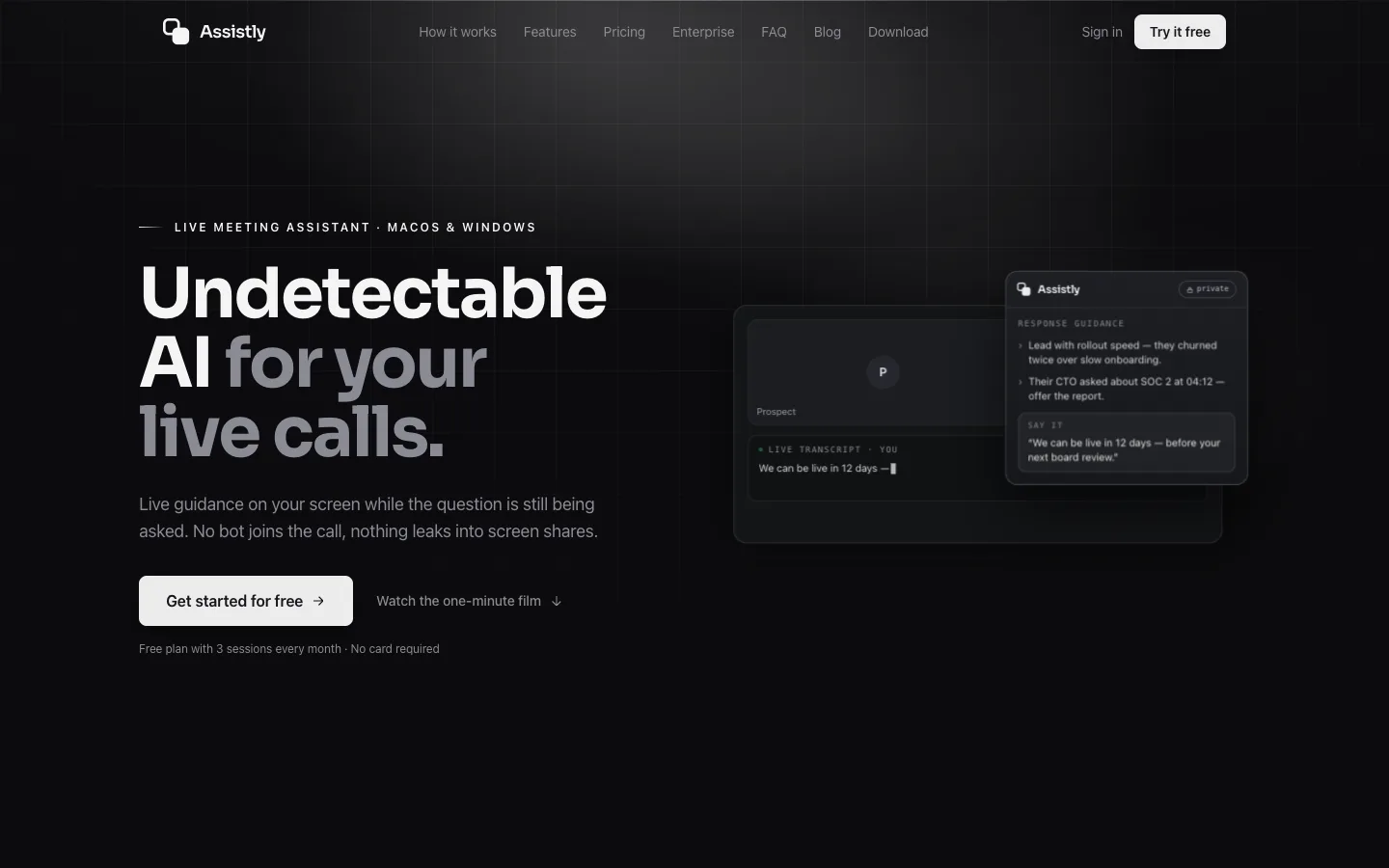 Assistly website homepage at the last check