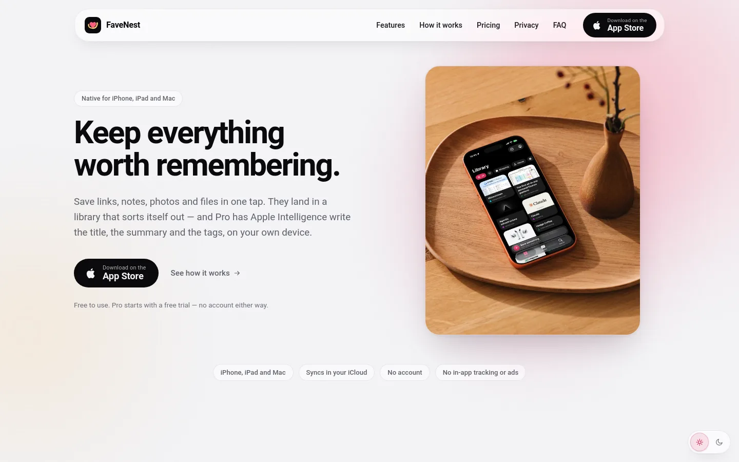 FaveNest product screenshot