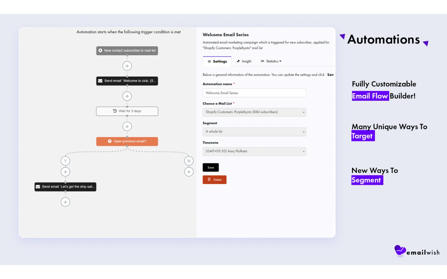 Emailwish product screenshot