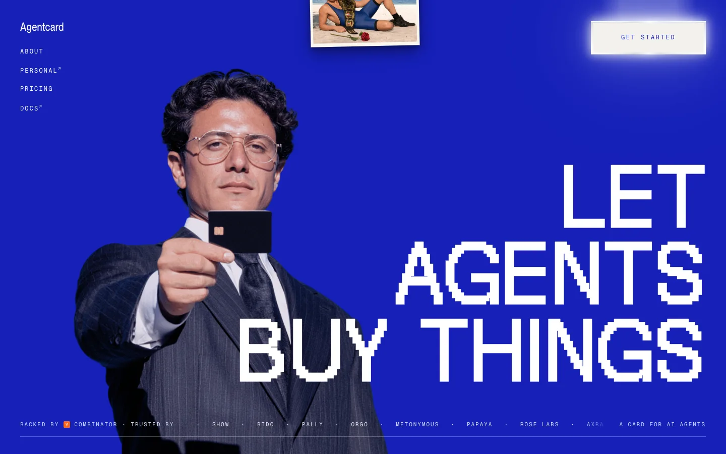 Agentcard website homepage at the last check