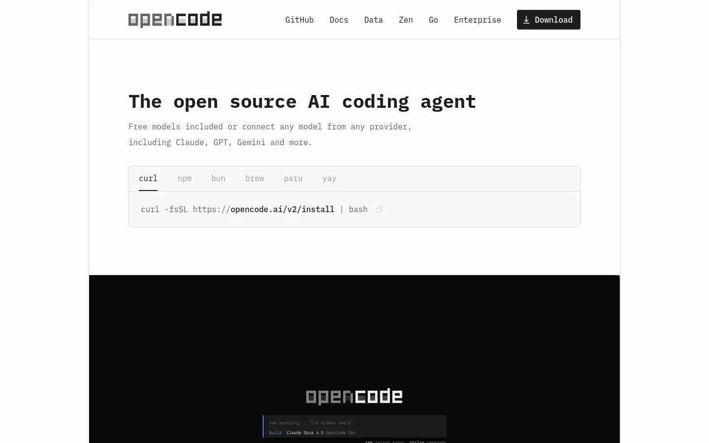 OpenCode product screenshot