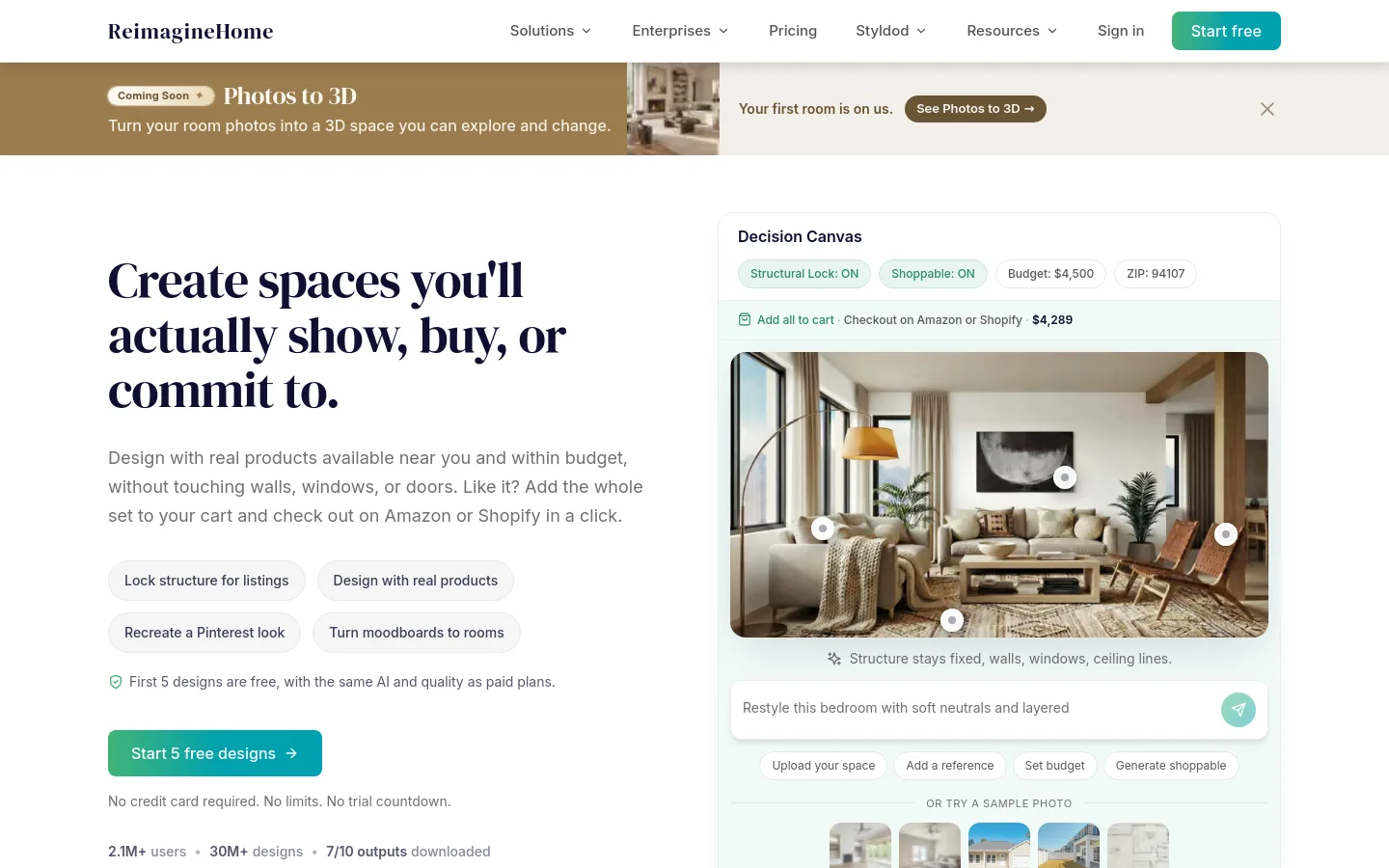ReimagineHome product screenshot