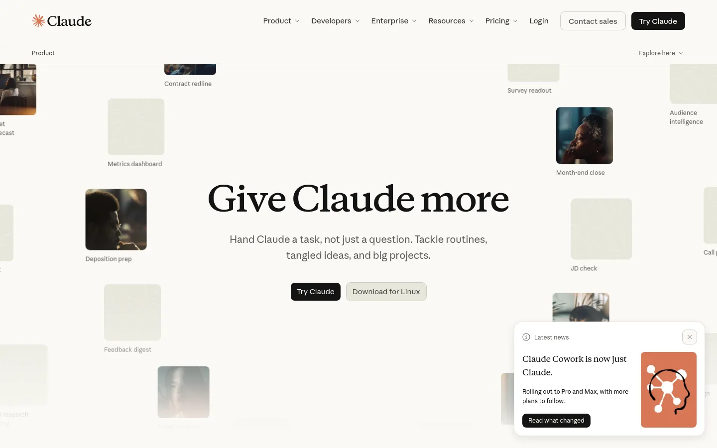Claude product screenshot