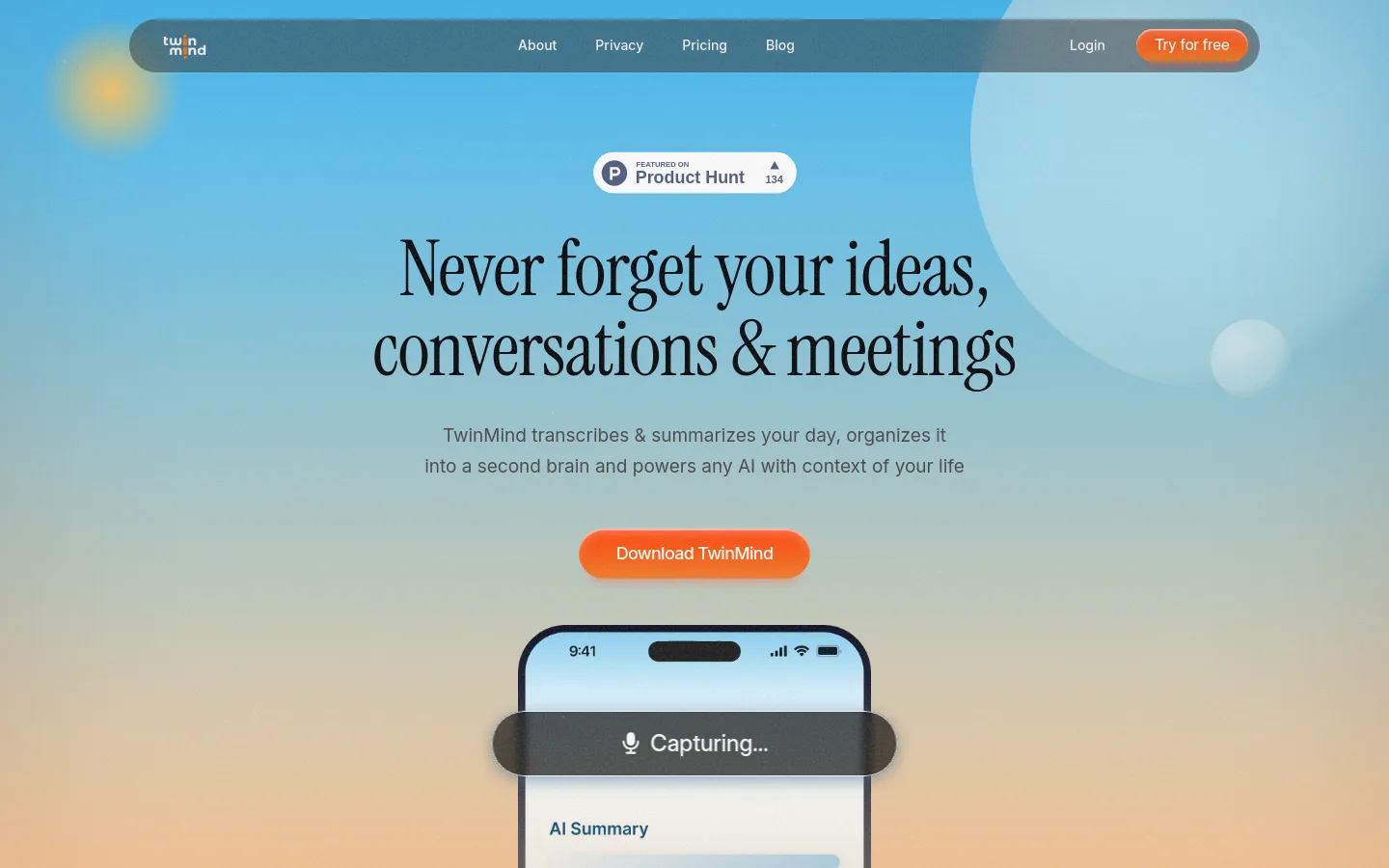 TwinMind product screenshot