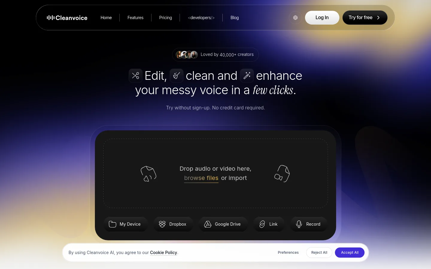 Cleanvoice AI product screenshot