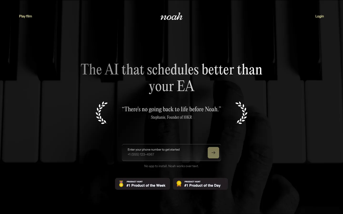 Hey Noah website homepage at the last check