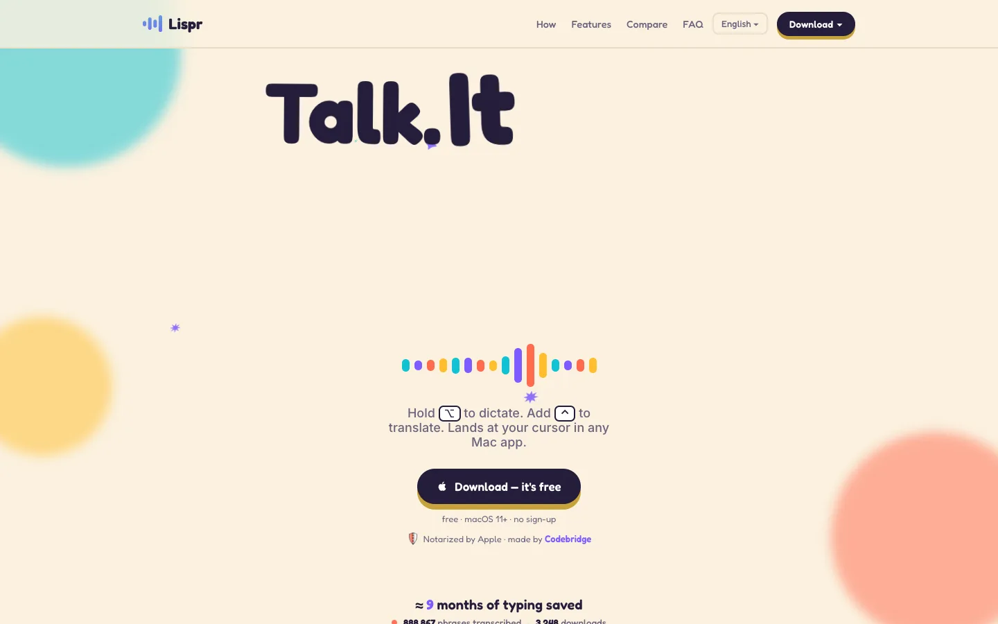 Lispr website homepage at the last check