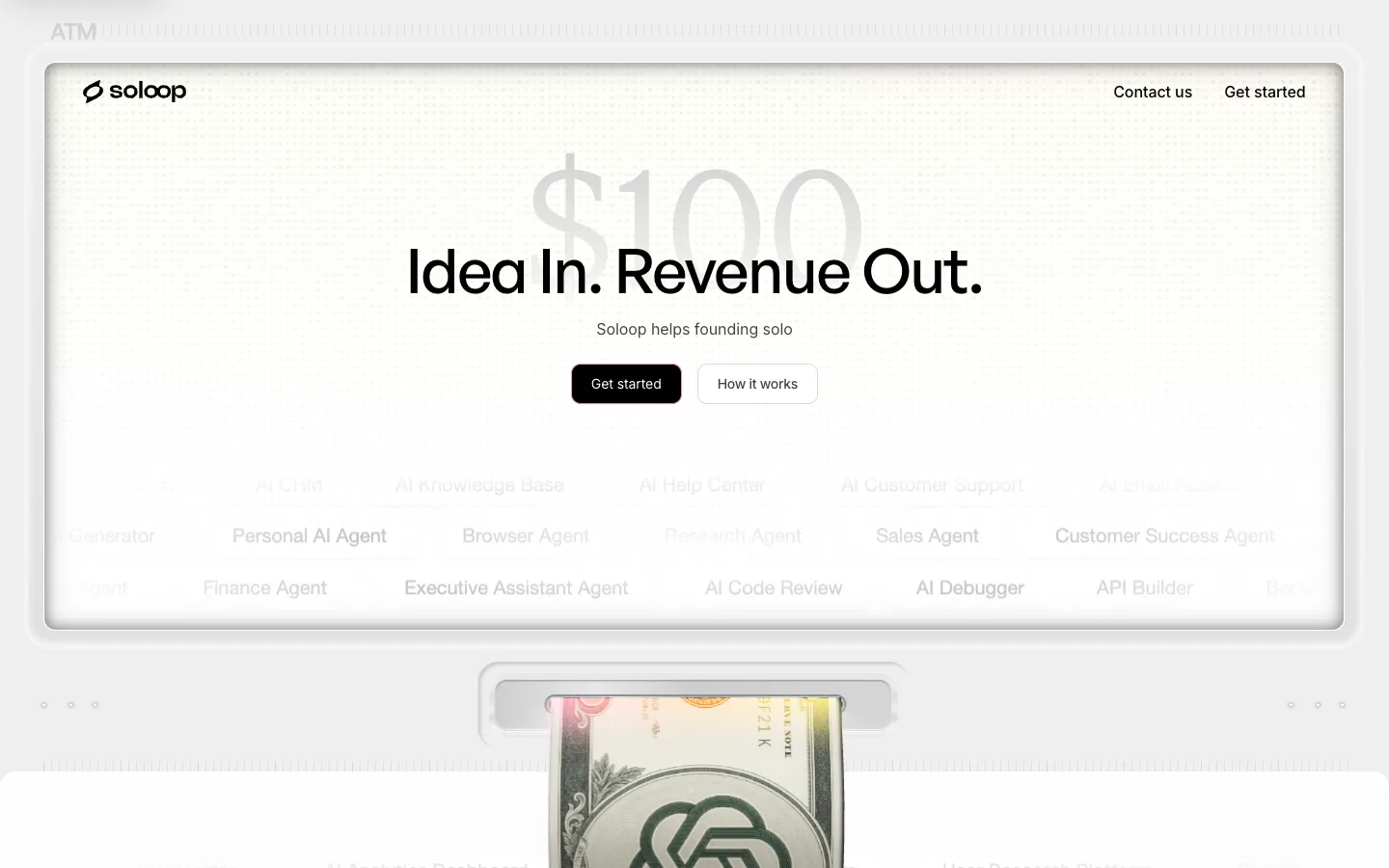 Soloop website homepage at the last check