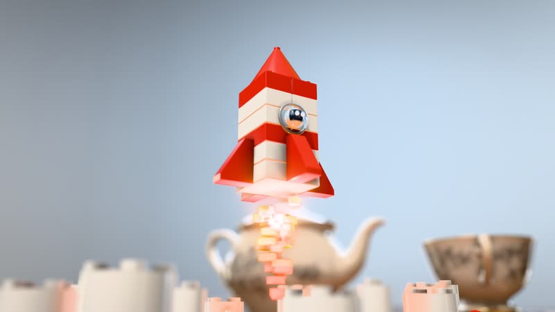 Brick Toy style: Rocket from Spare Parts