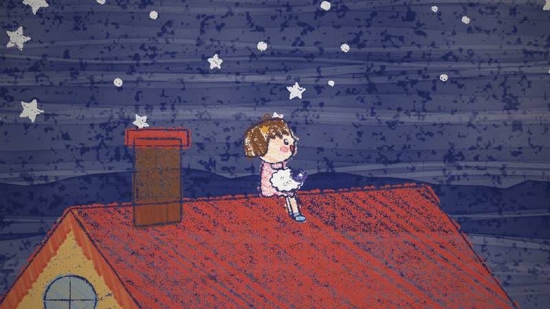 Crayon Picture Book style: The Moon Can't Sleep