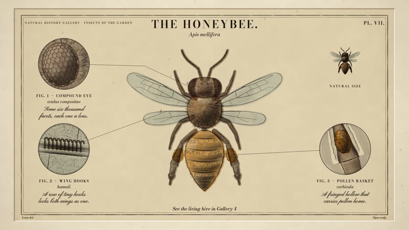 Copperplate Engraving style: The Honeybee, Plate VII