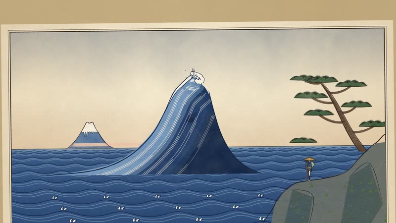 Ukiyo-e style: A Journey Toward the Mountain