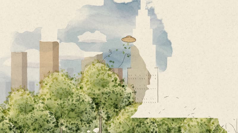 Urban Sketch · Pen & Wash style: Where the Wind Went