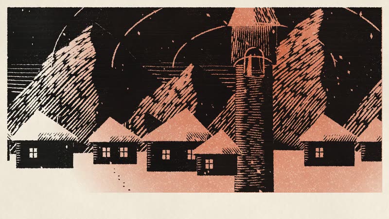 Woodcut Print style: The Bell Founder